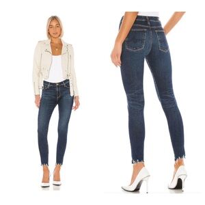 AG Adriano Goldschmied Farrah Skinny Ankle High Rise Jeans Raw Hem Sharkbite